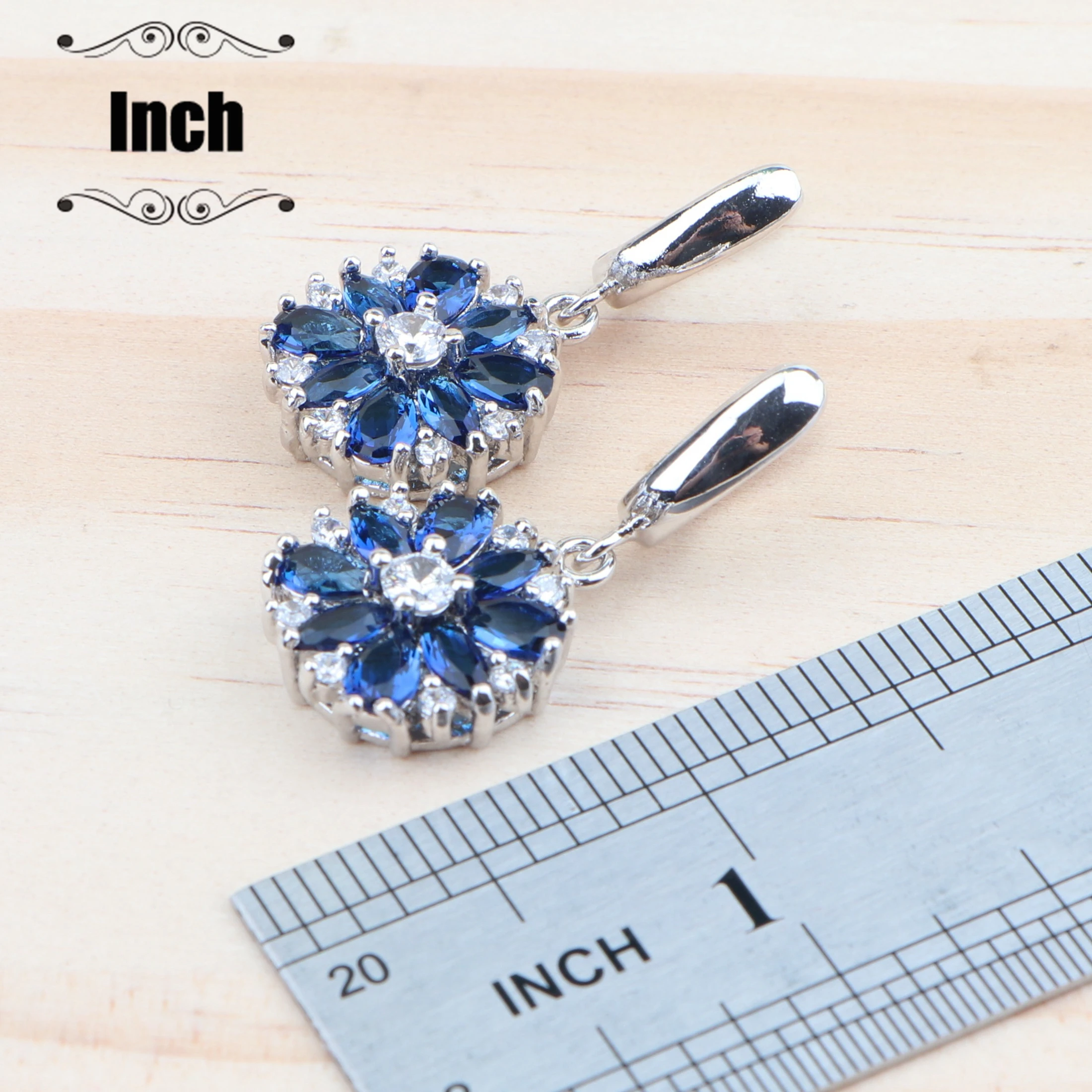 Набор украшений с синим цирконием для женщин костюм свадебные ювелирные изделия