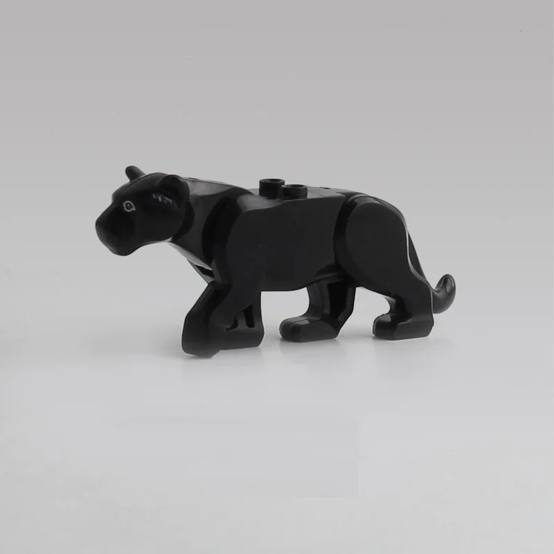 as show animalworld Panther Snow Leopard Crocodile Tiger Animal Cow Cattle Horse Shark Model Building Blocks Set Bricks kits Bricks Toys - Color: as show