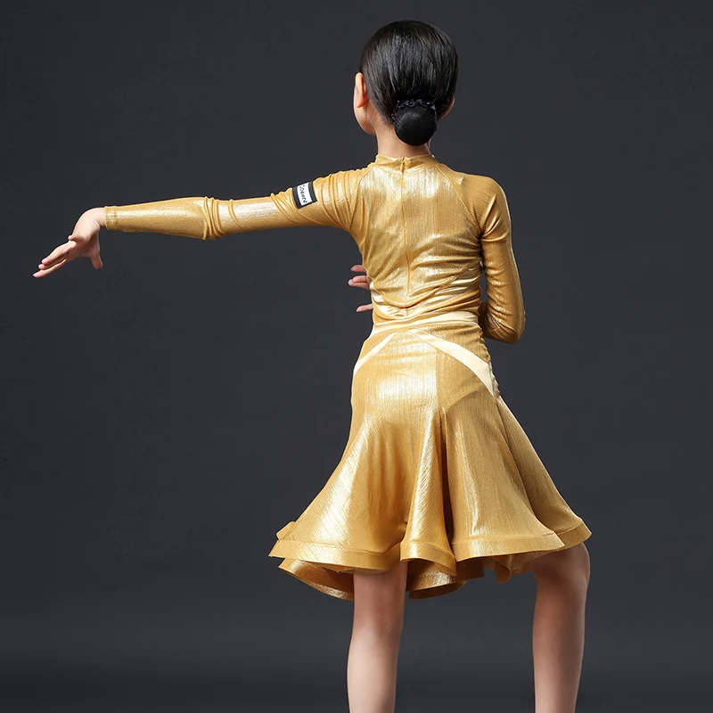 

Girl Latin Dance Dress Children Latin Practice Dress Long Sleeve Dress Girls Competition Dance Dresses Performance Wear DQS3643