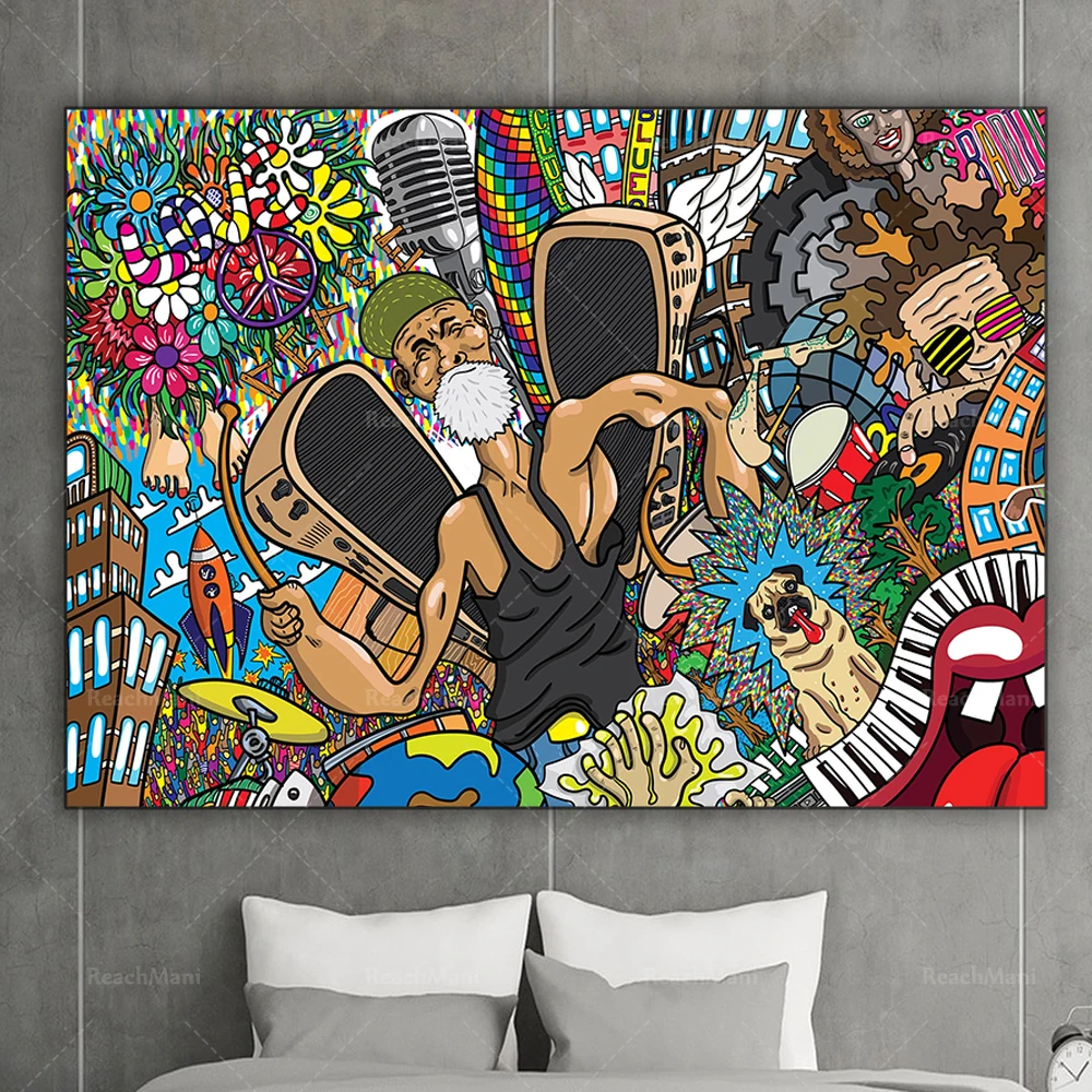 

Drummer music graffiti, graffiti canvas print, graffiti art print, urban art canvas, canvas music drummer art decoration poster