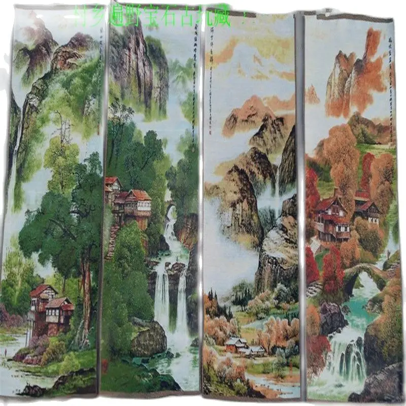 

four four landscape screen a lot of silk embroidered silk Thangka home decoration