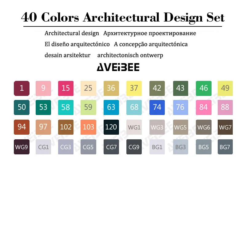 40 Architectural Set 20 Вт, 30 Вт, 40/60/80/168 Цвет маркер для рисования набор двойной головой художественный эскиз жирной на спиртовой основе маркеры для анимации Manga - Цвет: 40 Architectural Set