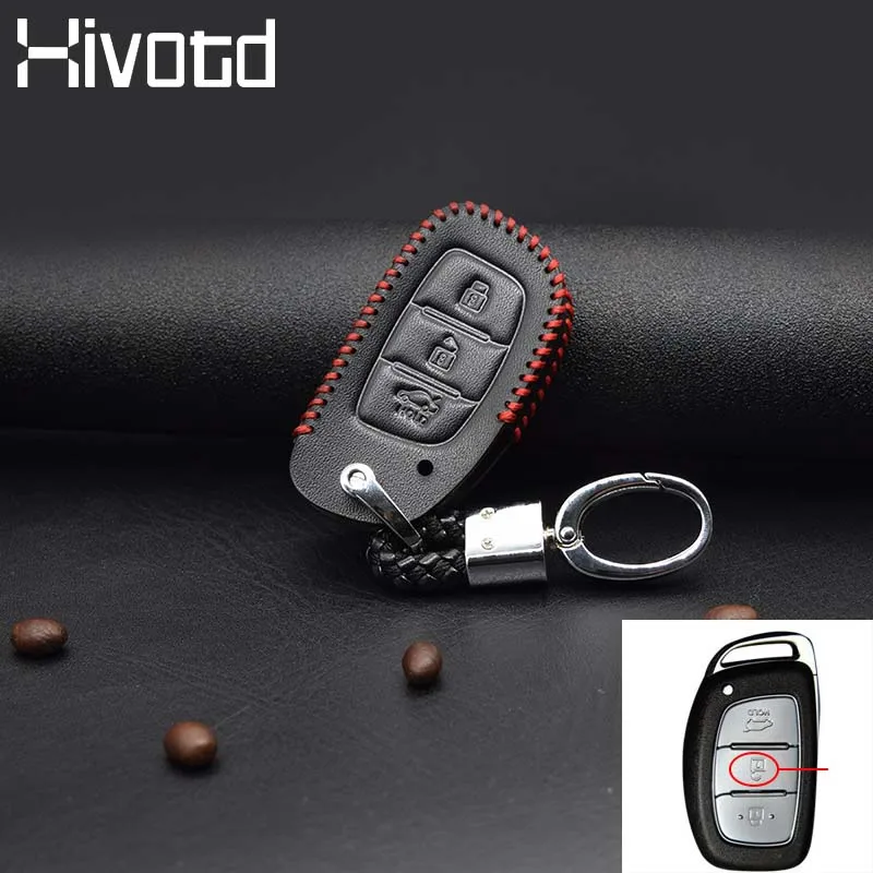 Red Smart Key Hivotd для hyundai creta ix25 кожаный чехол для ключей автомобиля аксессуары автомобильный брелок Защита оболочки внутренние части отделка автомобильный Стайлинг - Название цвета: Red Smart Key