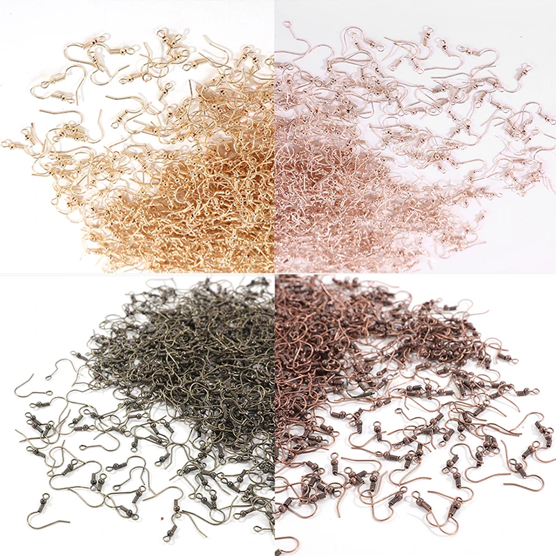 

50/100/200pcs Gold Rose Gold Bronze Ear Hooks Earrings Clasps Findings for DIY Jewelry Making Hook Drop Earrings Accessories