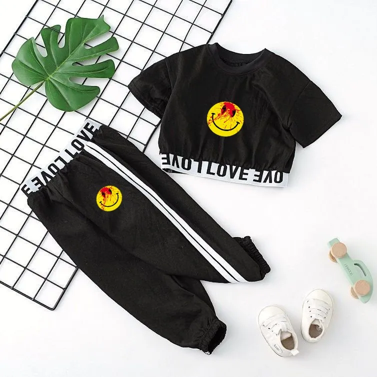 

Children's Suit 2-piece Set Of Girls Summer Sportswear 2021 New Fashion Short-sleeved Suit Kids Casual Hip Hop City Clothing