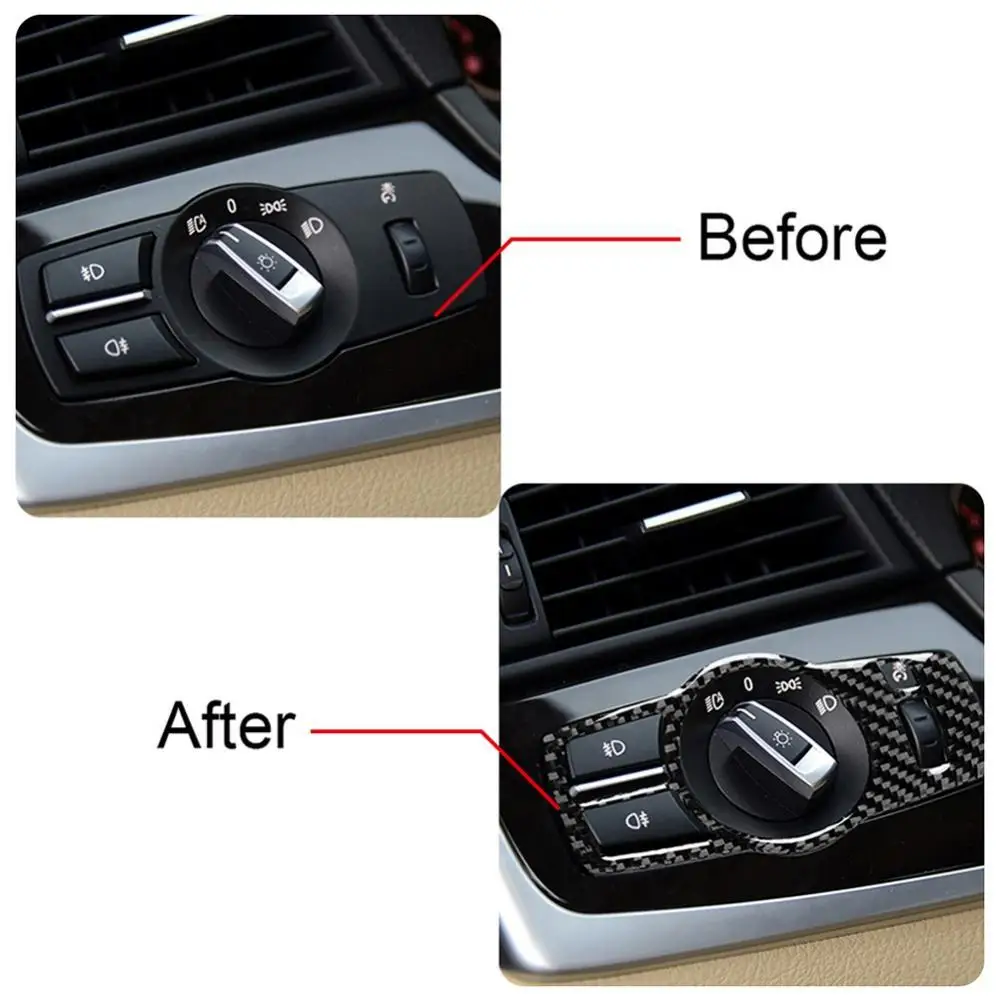 

Interior Headlight Switch Buttons Cover Stickers for BMW F10 F07 F01 F25 F26