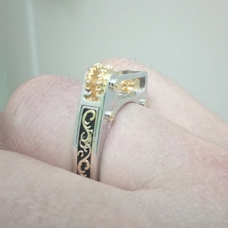 Модное механическое зубчатое колесо мужское кольцо серебряного цвета Панк