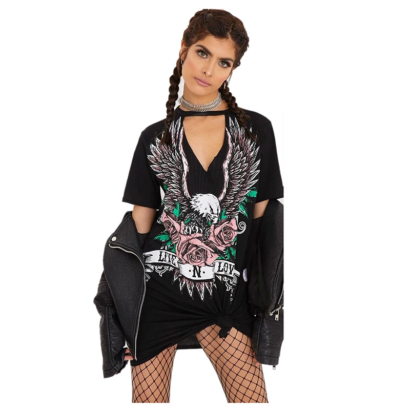 Женское платье с коротким рукавом повседневное свободное платье-мини v-образным