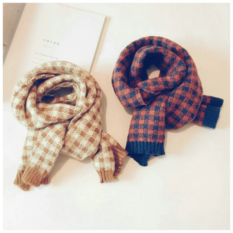 Корейский вязаный шерстяной плед пэчворк мягкий теплый осень зима толстые дети