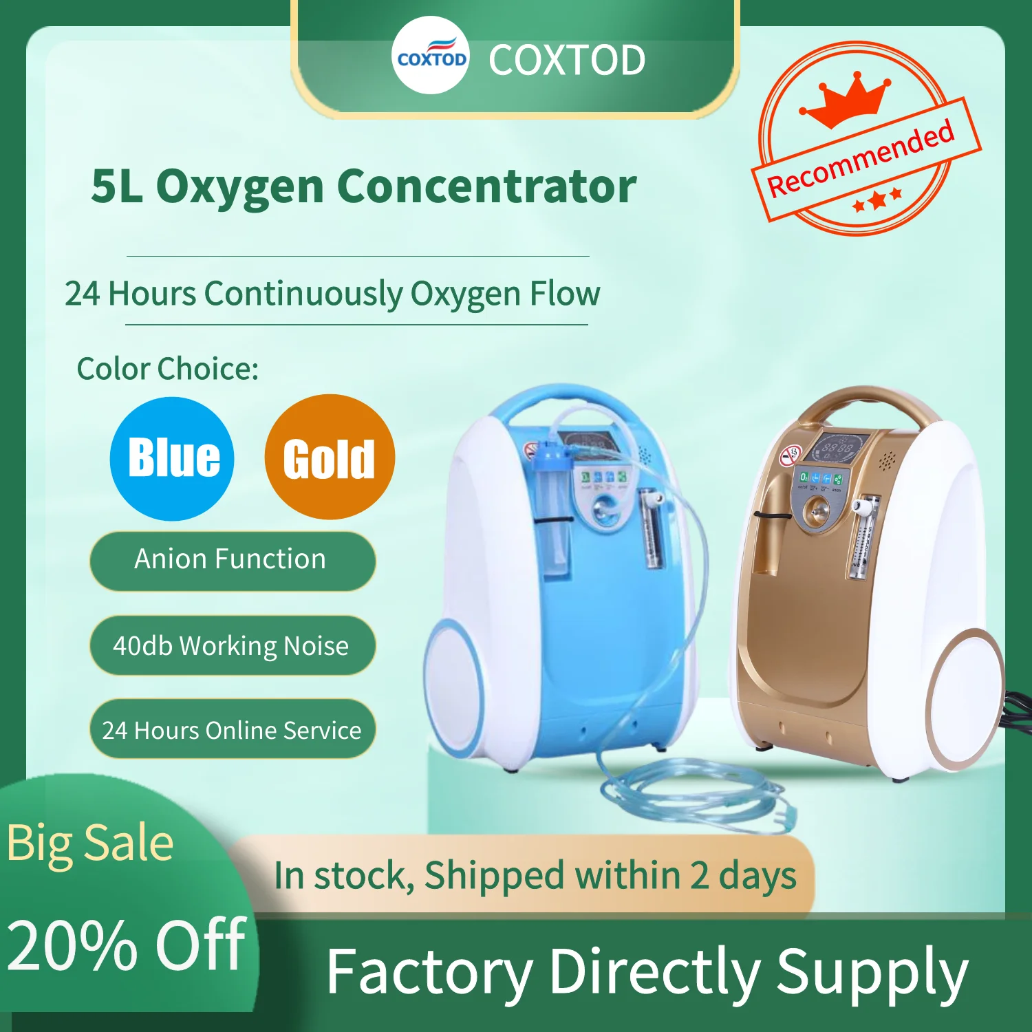 

Household Oxygen Concentrator 1-5L/Min Adjustable Oxygen Flow 7/24hours Continuous Oxygen Generator O2 Making Machine