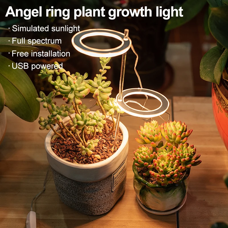 Angel Four Ring LED Grow Light Full Spectrum Phyto Lamp DC5V USB Phytolamp For Indoor Plant Seedlings Home Flower Succulet | Освещение