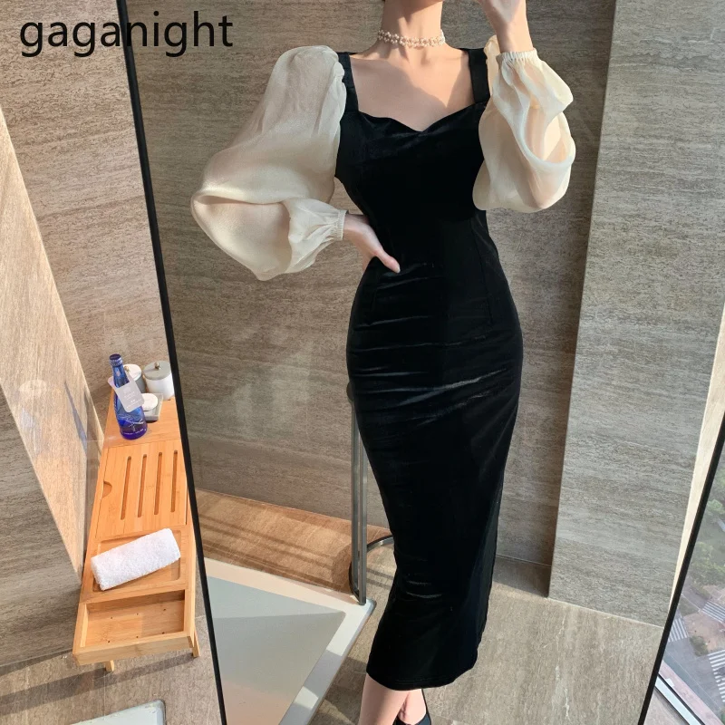 Женское платье макси с длинным рукавом в стиле пэчворк | Женская одежда