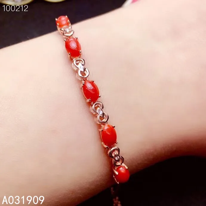 

KJJEAXCMY Boutique Jewelry 925 Sterling Silver Inlaid Natural Red Coral Ladies Bracelet Support Detection Luxurious Fashion
