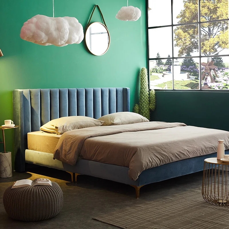 Nordic светильник класса люкс ткани кровать чистый красный современный минималист