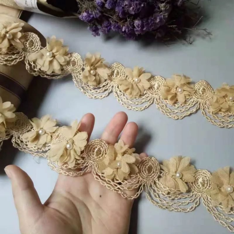 10 шт. Золотая вышитая кружевная лента с цветочной аппликацией | Дом и сад