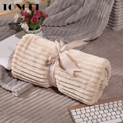 Модное однотонное вертикальное мягкое теплое легкое Флисовое одеяло TONGDI на