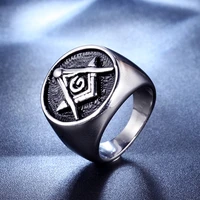mens freemasonry ag ring personality fashion stainless steel motorcycle biker letter jewelry boyfriend creative gift wholesale