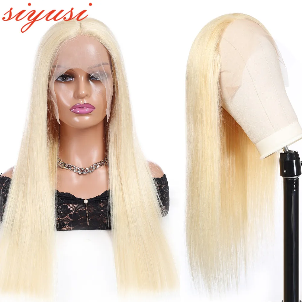 

Blonde Lace Wig Middle Part Brazilian Straight Remy Human Hair 613 Lace T Part Wigs Glueless Pre Plucked 13x4*1 Lace Wig
