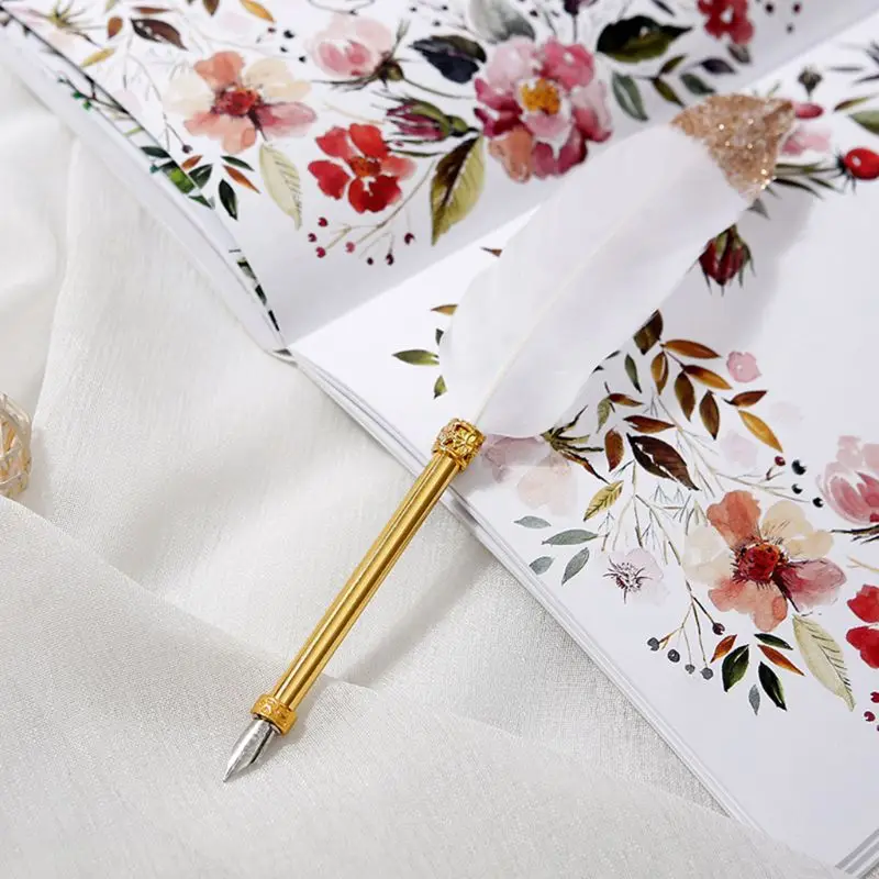 Винтажная перьевая ручка с белым пером каллиграфические принадлежности для