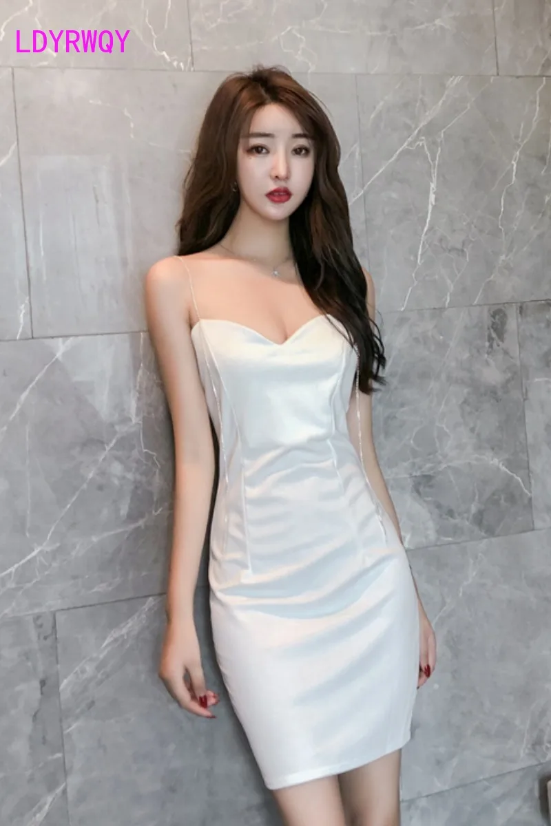 

LDYRWQY Summer new style sexy condole belt shows thin temperament dress on the back Sleeveless Office Lady