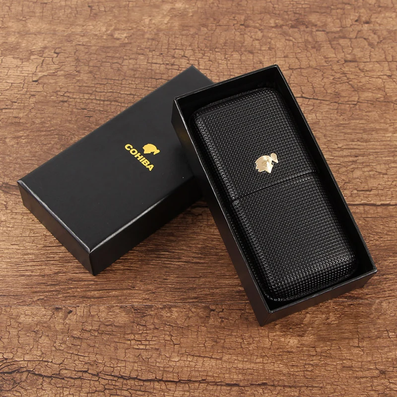 COHIBA хьюмидор чехол портативный аксессуар для сигар 3 трубки коробка кожа с