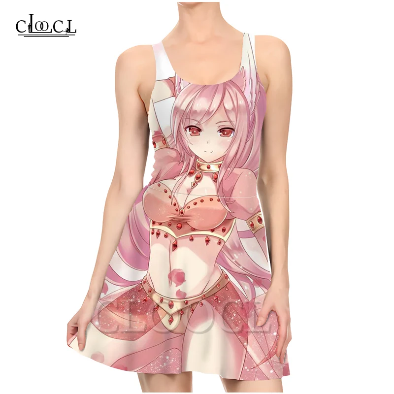 Женское пляжное платье CLOOCL разноцветное с 3D принтом в японском стиле летнее