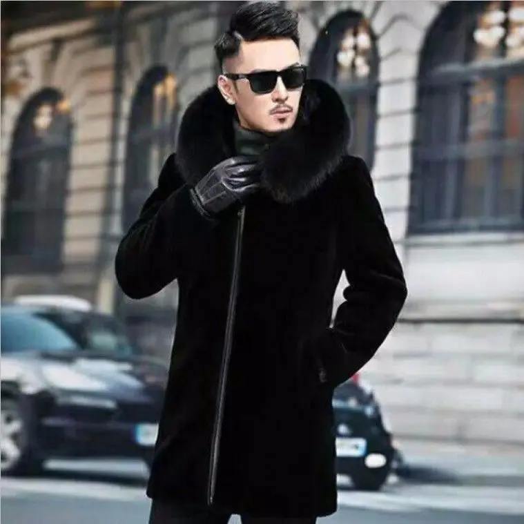 Меховое как Норковое Пальто мужской мех и в одном зимнем плюшевом утолщенном