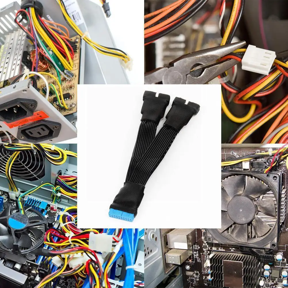 

1 Pcs High Quality 12cm 19-pin To Usb 3.0 20-pin Extension Cable Durable 1 To 2 Power Motherboard Cables For Pc Computer X0e7