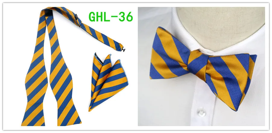 GHL17-36 полосатый шёлковый жаккардовый тканый Для мужчин бабочка самостоятельно регулируемый галстук-бабочка Карманный платок носовой платок костюм для свадебного торжества