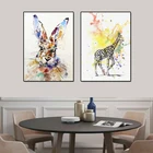 Современная Абстрактная животная Картина на холсте кролик жираф граффити плакат печать Настенная картина для декора гостиной