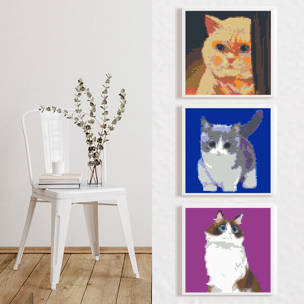 

MAXFUN Photo Custom 4800 PCS Building Block Painting Pet Cat Garfield DIY Puzzle Pixel Art Mosaic Wall Mural Home Decoration Gif