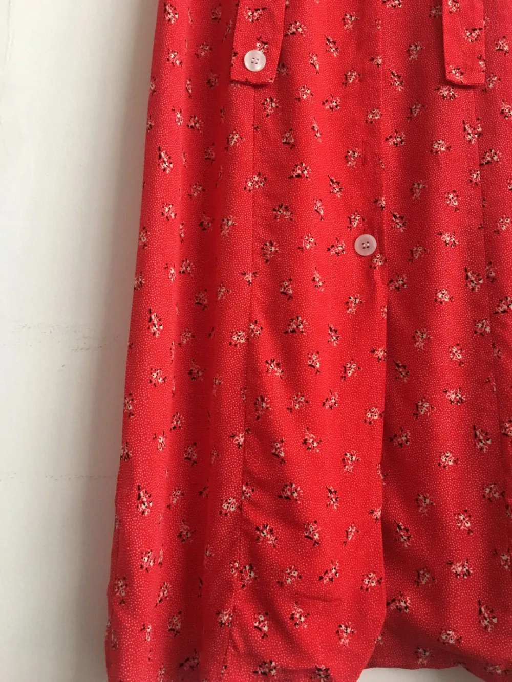 

2021 Summer Print Red Women Midi Dress V-neck Short Sleeve Single Breasted Female Waist Slim Split Casual Holiday Long Dresses