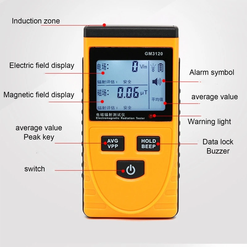 electromagnetic radiation tester home testing meter mobile phone computer radiation digital detector with lcd backlit display free global shipping