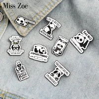 panda rolling enamel pin custom panda quote brooches for bag lapel badge buckle funny animal jewelry gift for kids friends