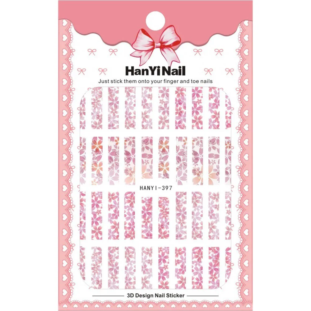 1 шт. весенний цветок Цветочная 3D наклейка для ногтей розовый персик blossm узор