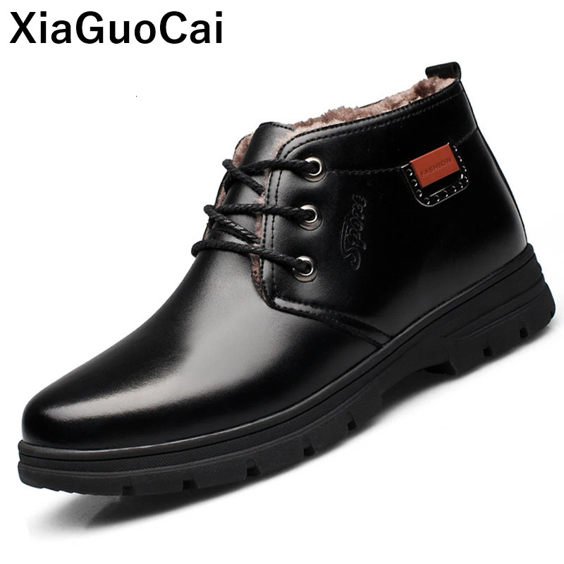 Winter Snow Boots Men Warm Plush High Top Male Casual Shoes PU Leather Ankle New Arrival Quality Mans Footwear | Обувь