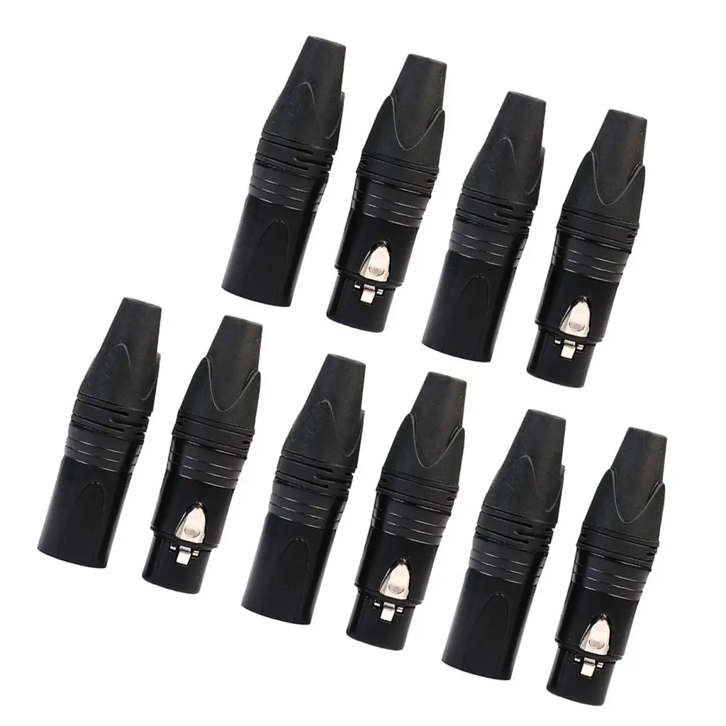 

10 Piece 3 Pin XLR Solder Type Connector - 5 Male and 5 Female Plug Cable Connector Microphone Audio Socket