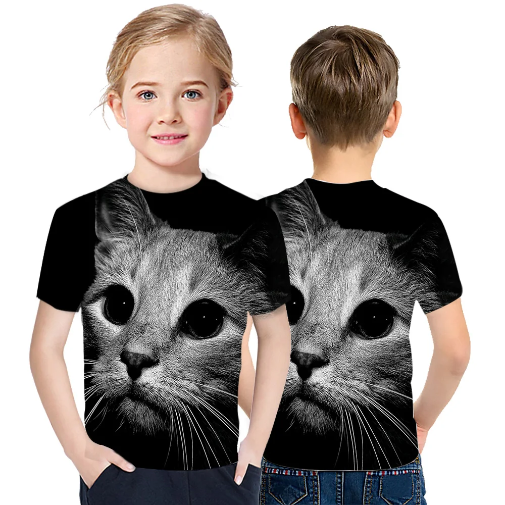 

Galaxy Cat 2021 Summer New Boys And Girls 3D Printing Casual Short Sleeve Fashion Simple Versatile T-Shirt KID's Youth For