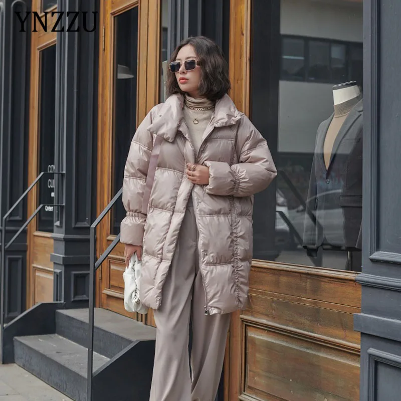 

Streetwear Stand collar Women's Down coat Winter Oversized Solid 90% White duck down jacket Thick warm Clothes Lady YNZZU 1O367