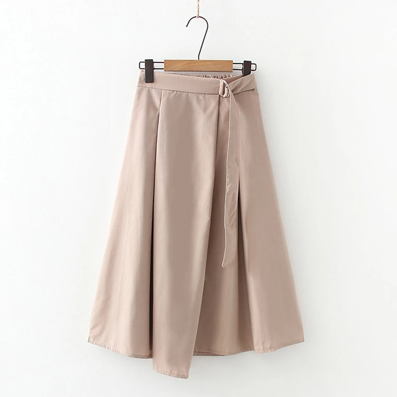 

TIGENA 2021 Summer Thin Chiffon Midi Long Skirt Women Casual Solid Irregular Hem Belt High Waist Mid-length Skirt Female Ladies
