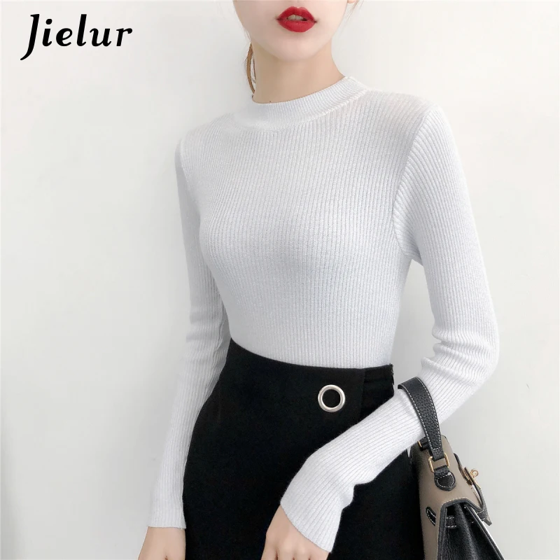 Свитер женский Шелковый с длинным рукавом и воротником-хомутом осень S-XL | Женская