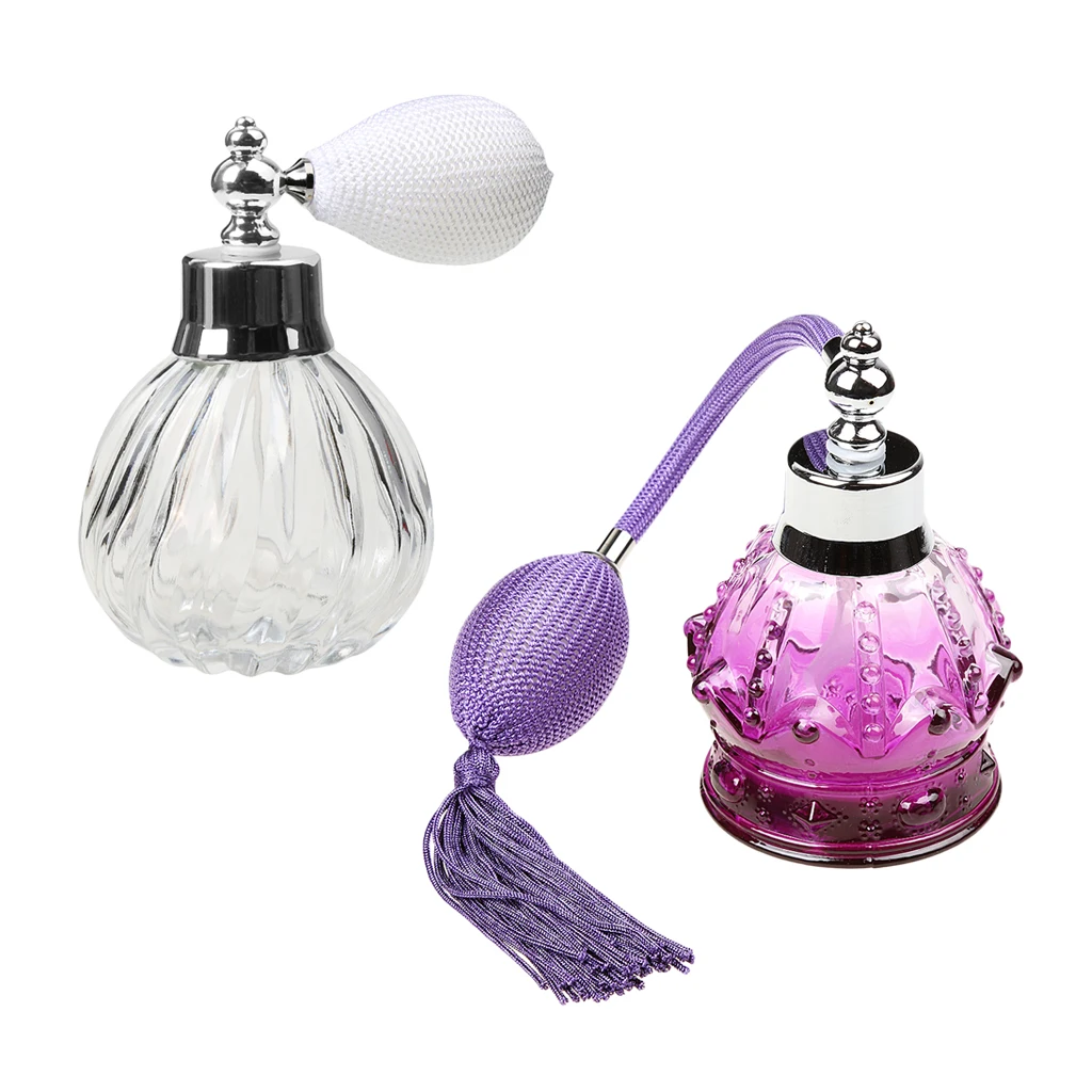 

2x Empty Glass Perfume Fragrance Sprayer Bottle Elegant Scent Atomizer