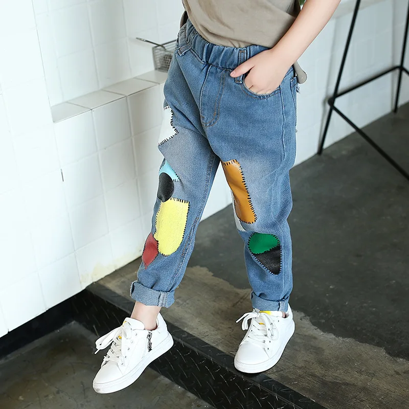 Короткие повседневные однотонные детские джинсы с эластичной резинкой на талии