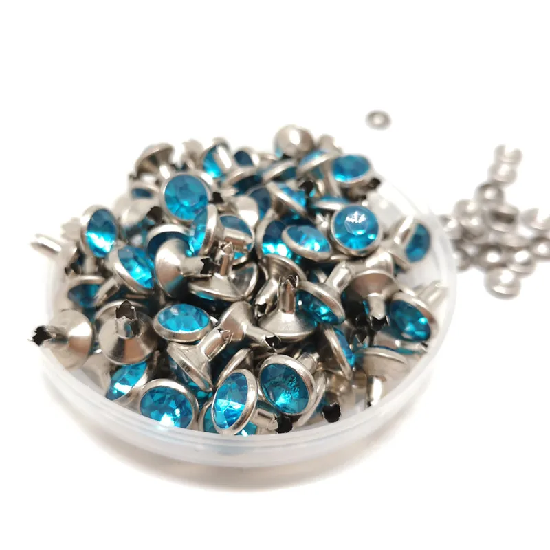 100 шт. 8 мм Разноцветные Заклепки с кристаллами и стразами серебристые заклепки