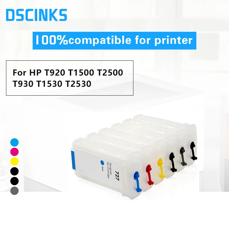 Refill cartridge For hp 727 C1Q12A B3P23A B3P19A B3P20A B3P21A B3P24 For Hp T920 T1500 T2500 T930 T1530 T2530 with one time chip