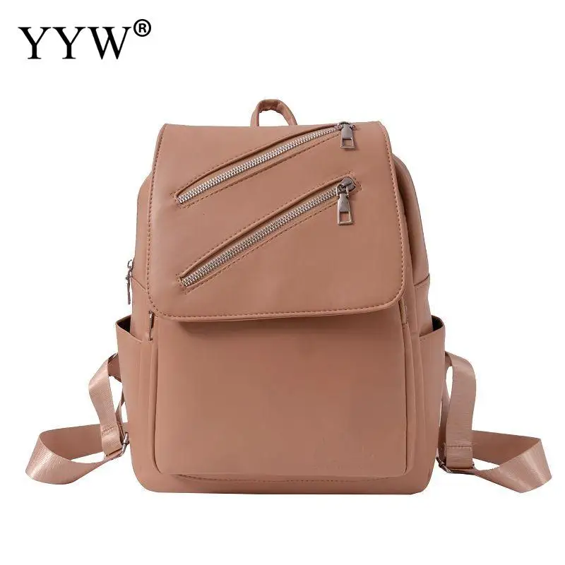 

2020 Women Solid Leather Backpacks Travel Large Backpack PU Leather Handbag Schoolbag For Girls Backpack for Female Shoulder Bag
