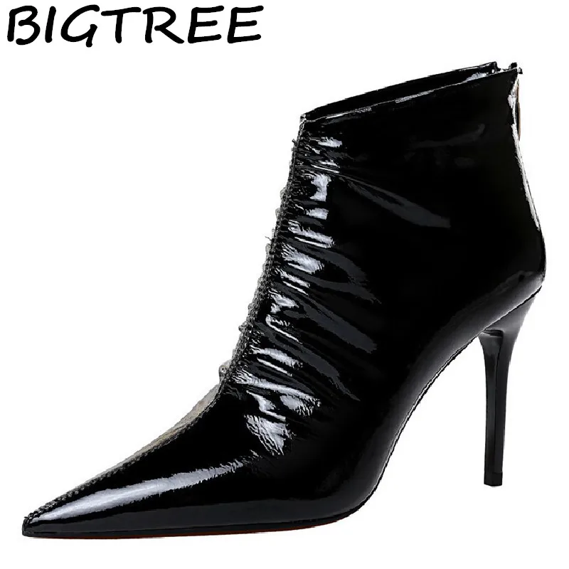 

BIGTREE Winter Boots Women Designer Fur Boots Female Sexy Women Shoes Fashion Luxury Party 2020 Ankle Boots For Women High Heel