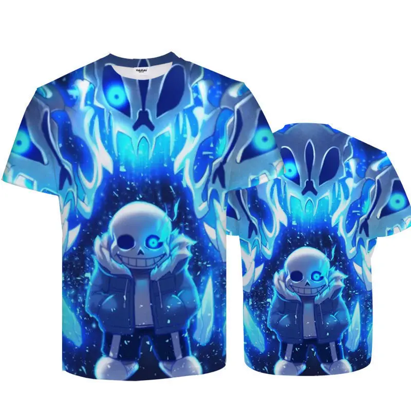 Футболка унисекс из игры Undertale Inktale с 3D-принтом цитатой скелета и брата коротким