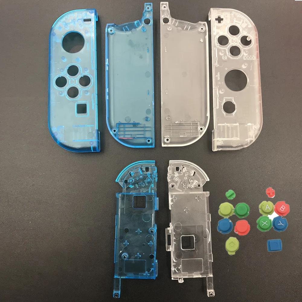 ClearBlue Clear 10 комплектов пластиковый чехол Joy Con для nintendo Switch, прозрачный пользовательский контроллер, цветные кнопки - Цвет: ClearBlue Clear