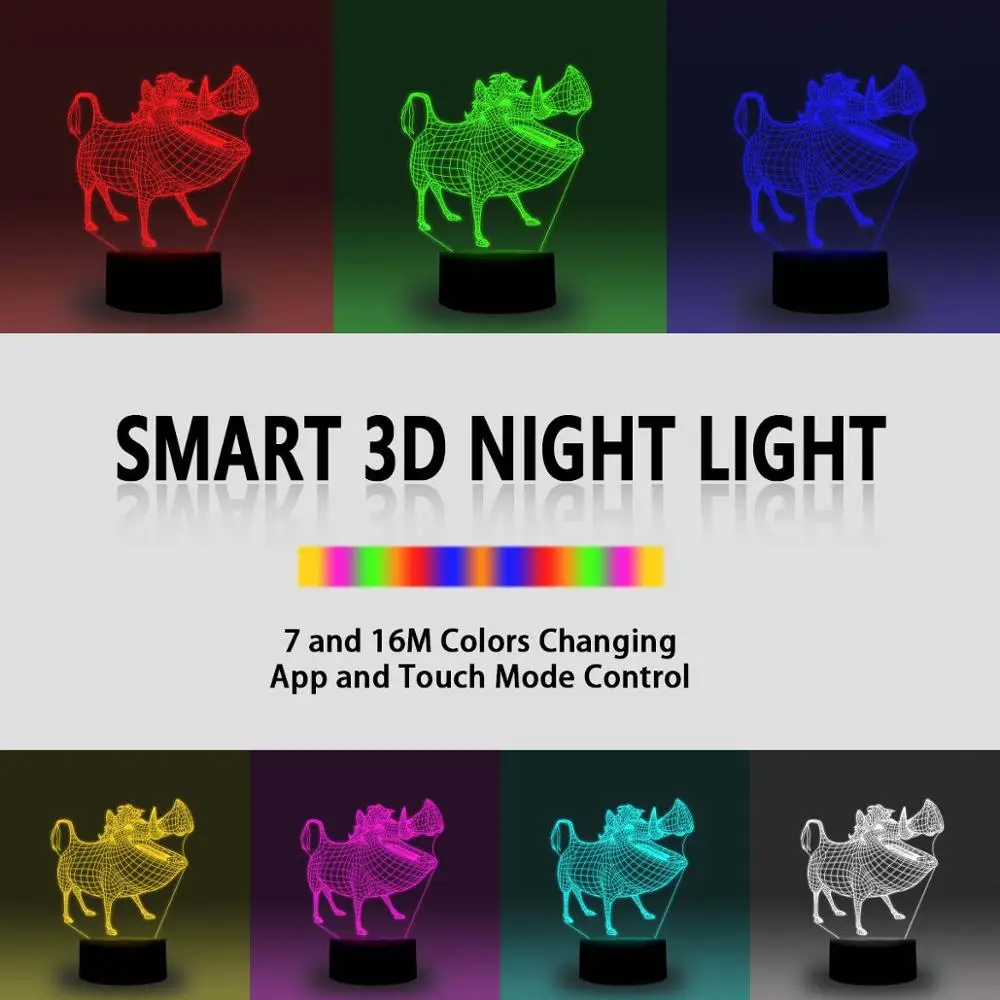 NiteApps 3D Пемба светодиодный ночник настольная лампа Иллюзия подарок на день рождения приложение/сенсорное управление